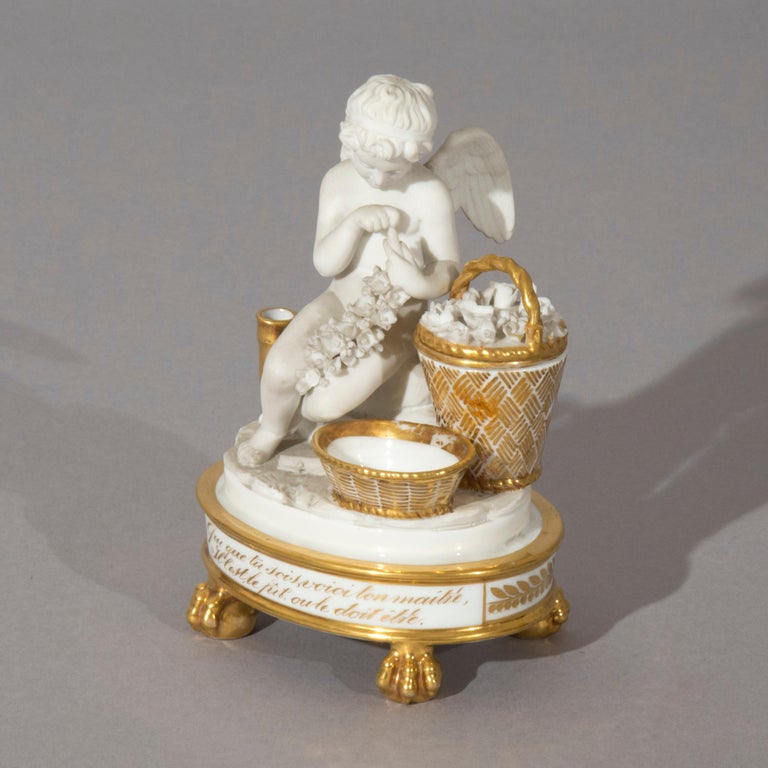 Antique Porcelain Cherub Figurine, French, 19th Century at 1stDibs