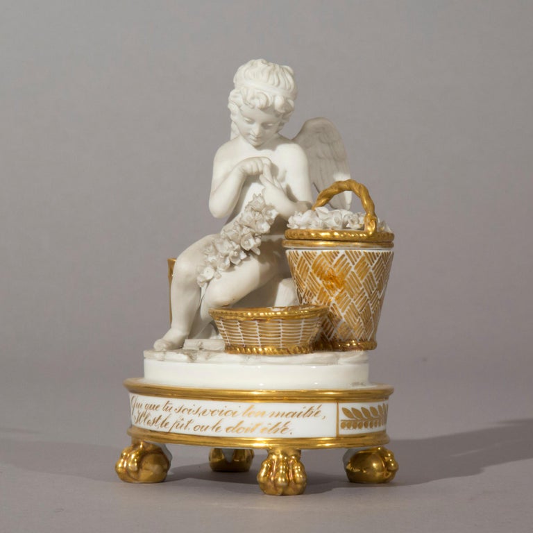 Antique Porcelain Cherub Figurine, French, 19th Century at 1stDibs