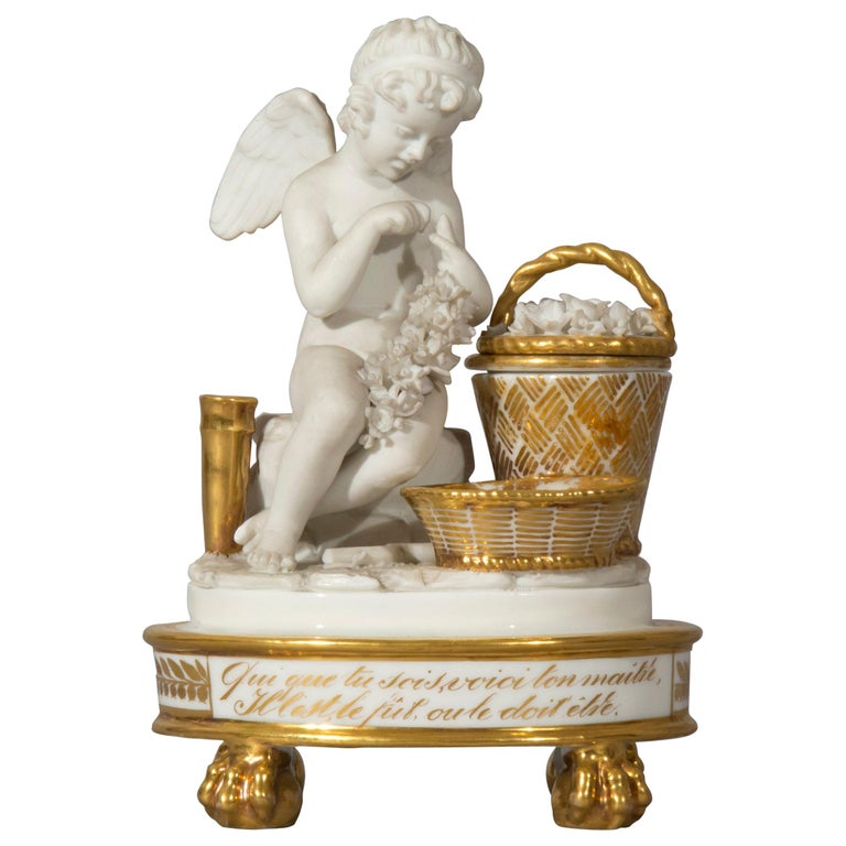 Antique Porcelain Cherub Figurine, French, 19th Century at 1stDibs
