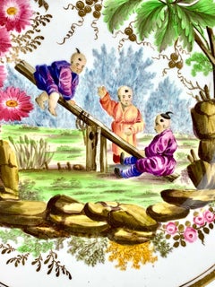 Antique Porcelain Chinoiserie Plate Hand Painted by Minton England Circa 1810