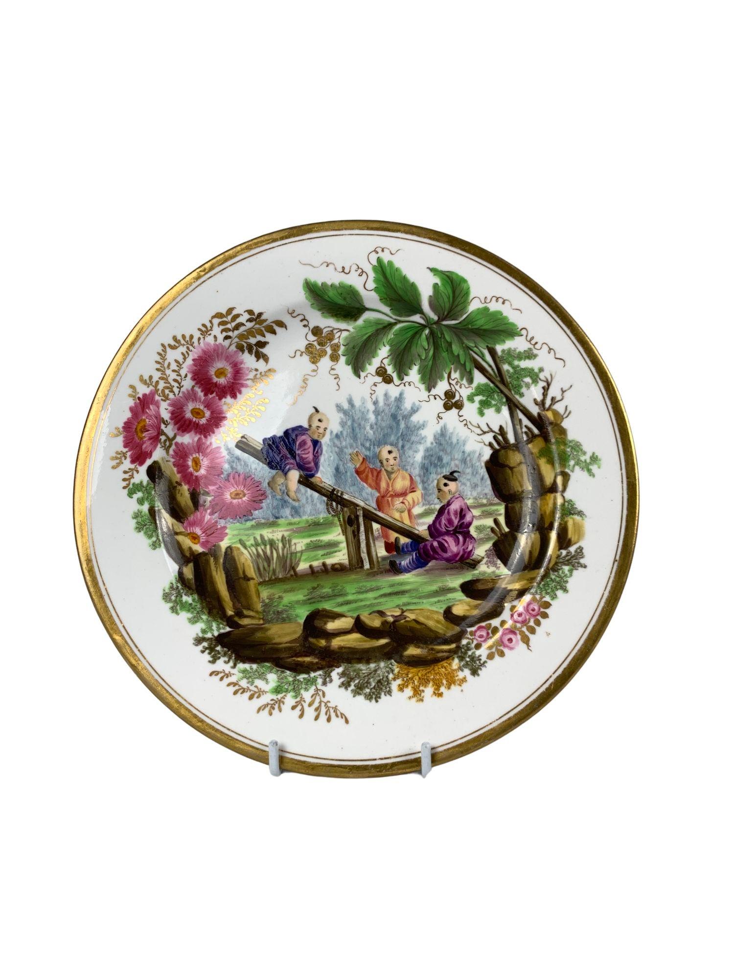Antiker Chinoiserie-Teller aus Porzellan, handbemalt von Minton England, um 1810 (19. Jahrhundert) im Angebot