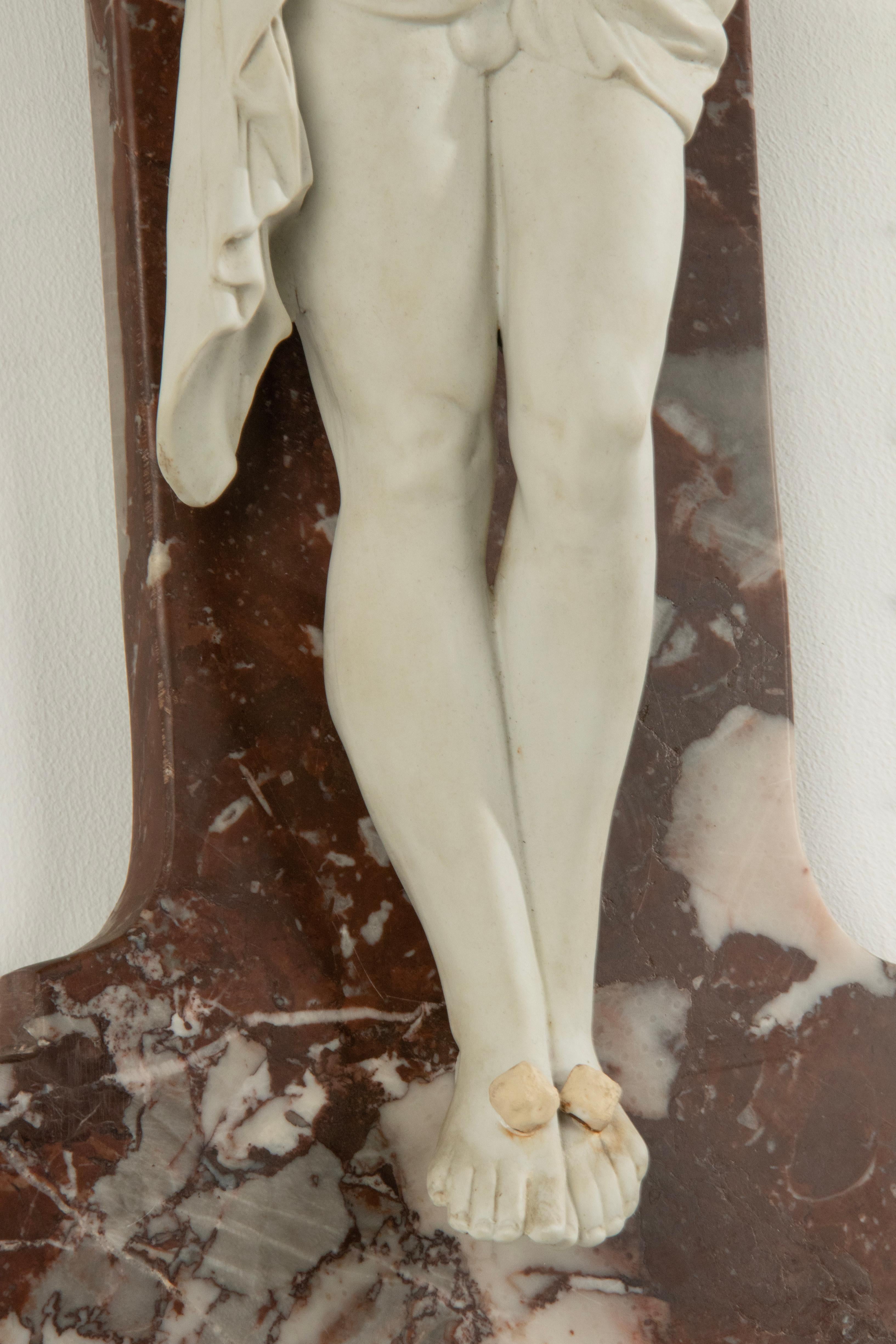 Antique Porcelain Corpus Christi on Red Marble Cross For Sale 10