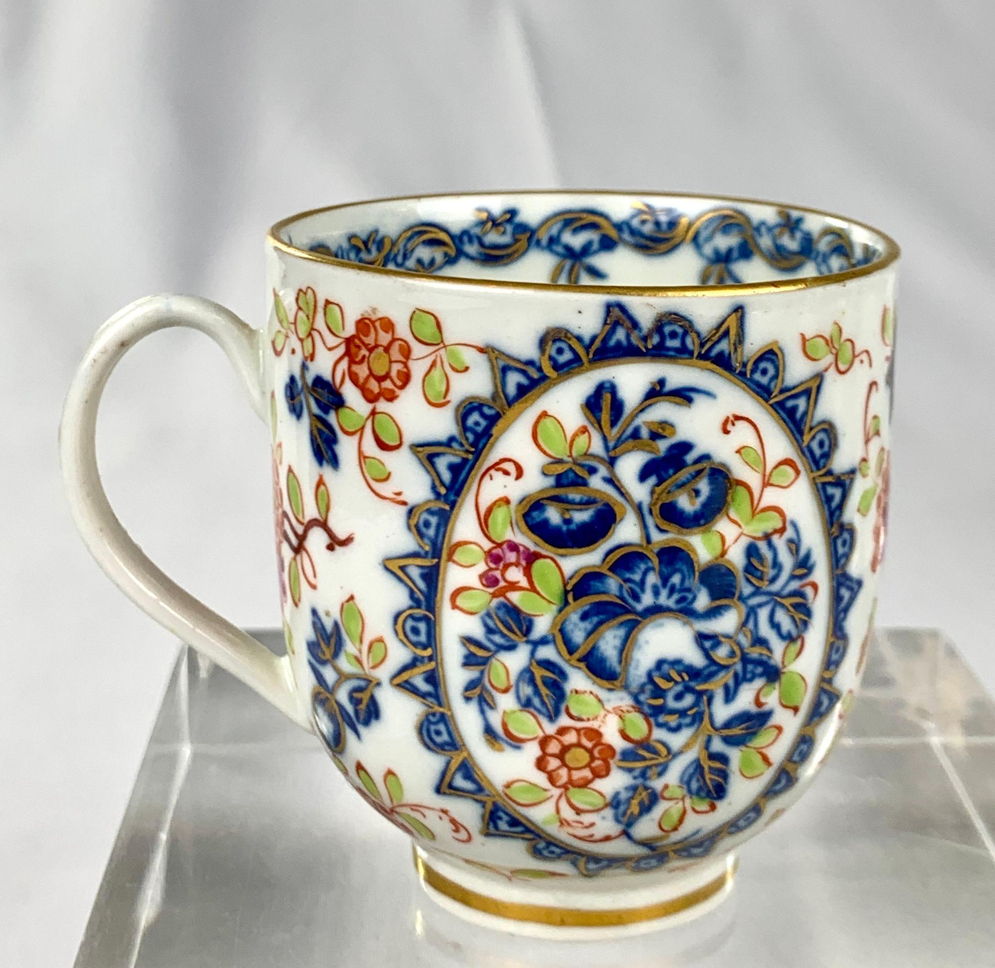 Antike Porzellanschale und Untertasse aus der ersten Periode Worcester 18. Jahrhundert, um 1775 im Angebot 5