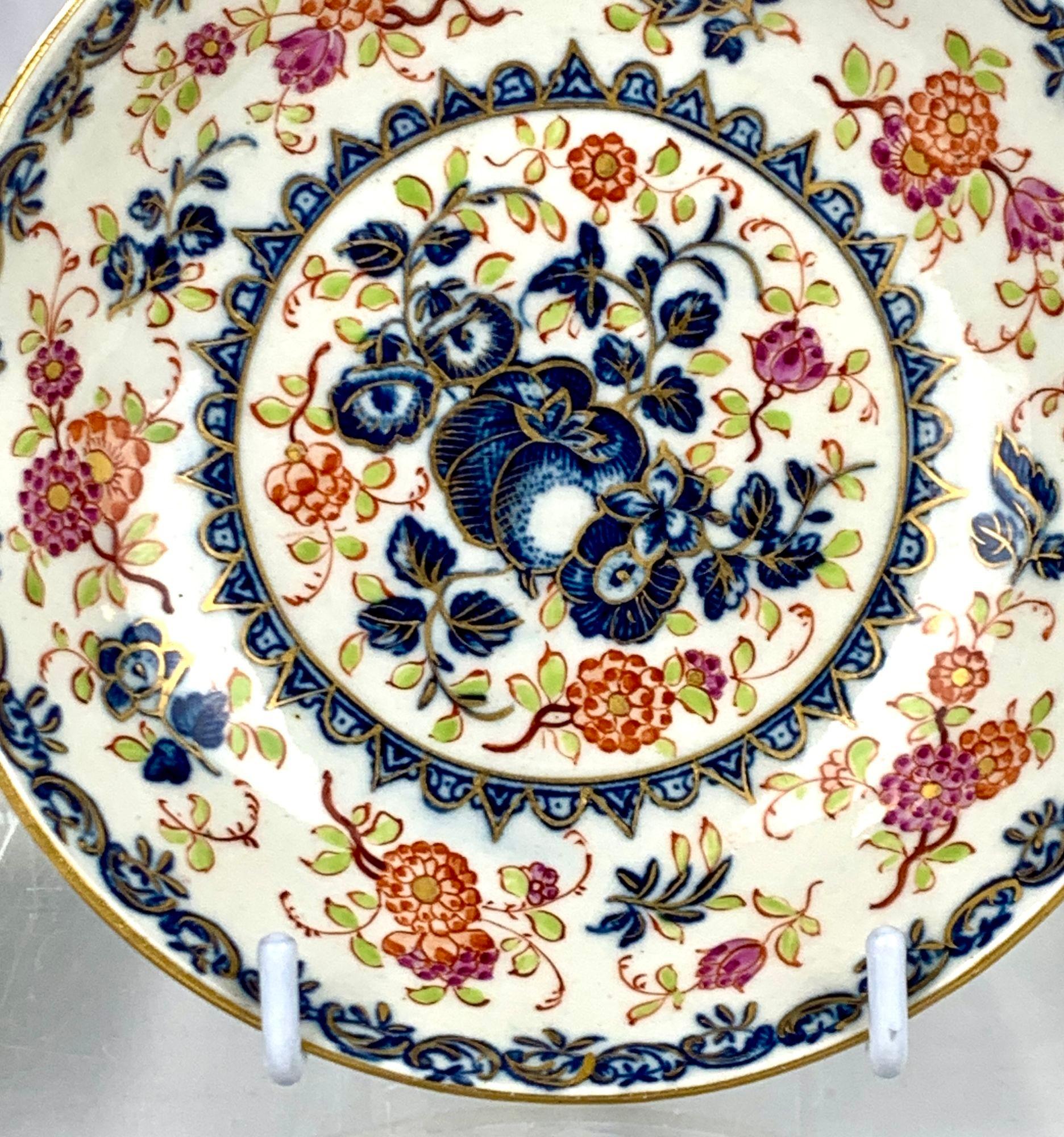 Antike Porzellanschale und Untertasse aus der ersten Periode Worcester 18. Jahrhundert, um 1775 im Angebot 2