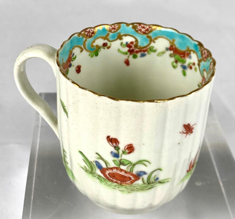 Antigua Taza y Platillo de Porcelana de la Primera Época de Worcester Patrón de Dos Codornices C- 1770 en venta 3