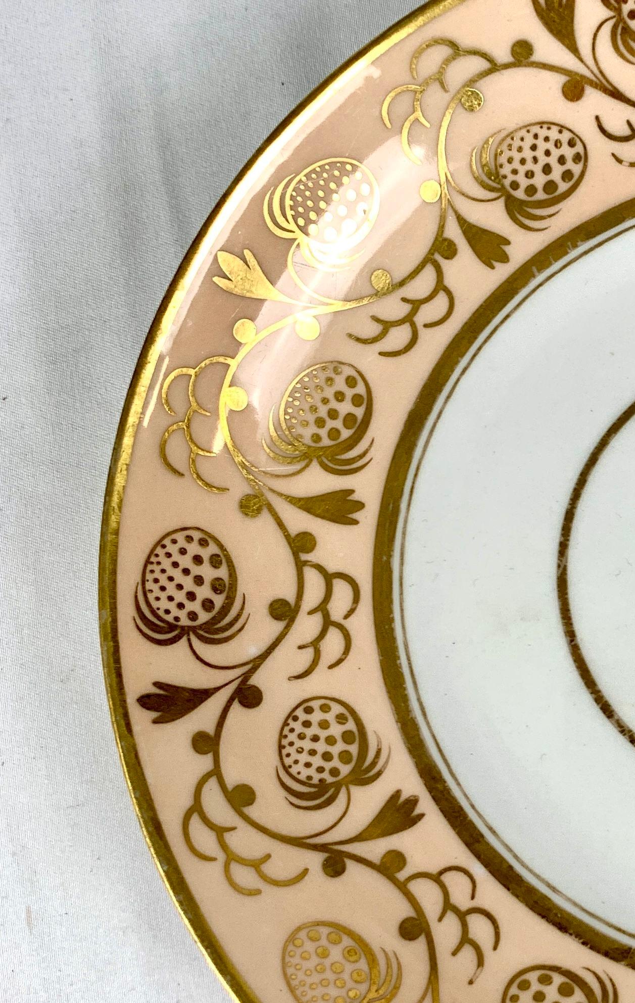 Antique Worcester Porcelain Dessert Service Decorated in Gold England C-1820 For Sale 7