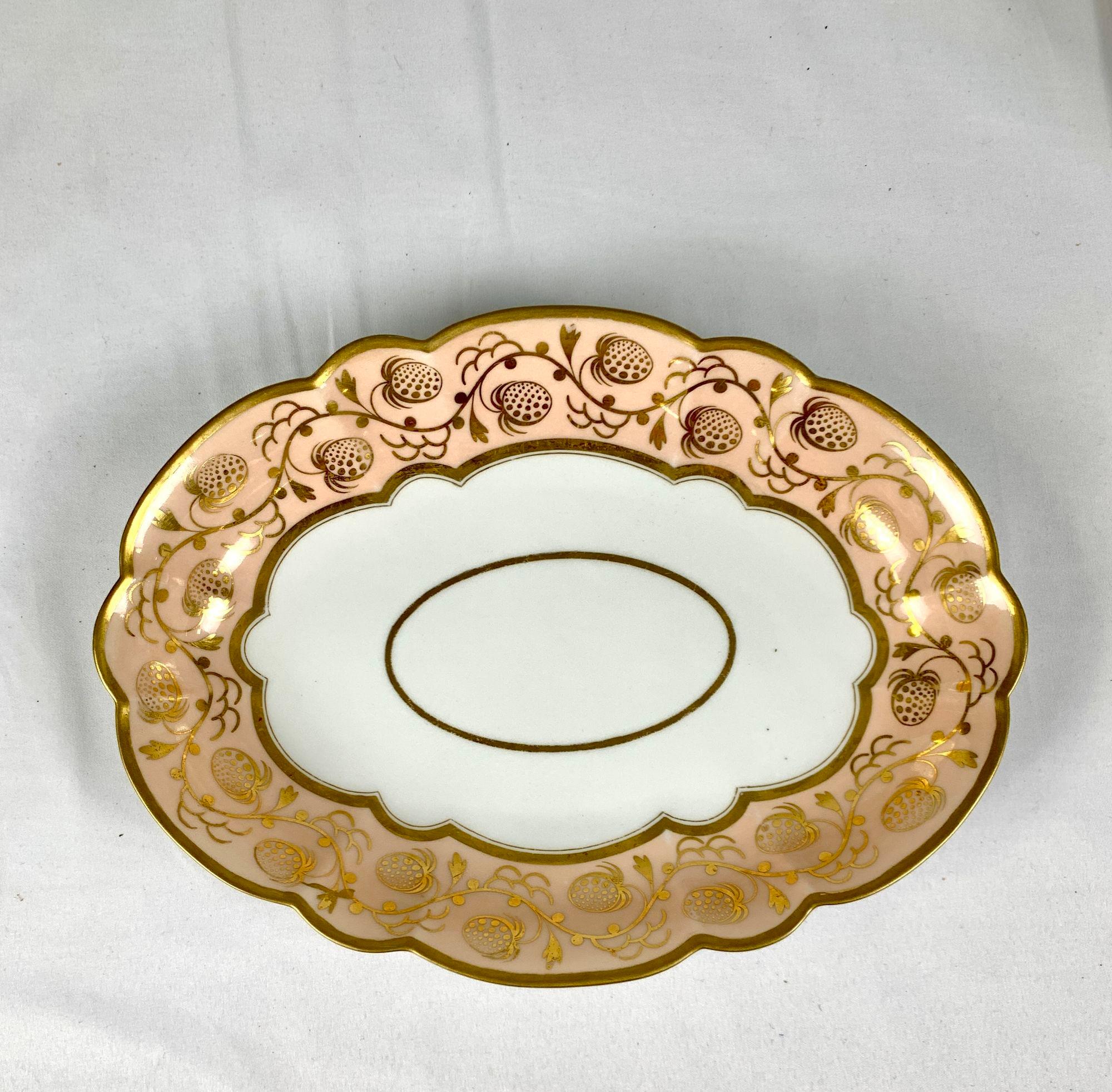 19th Century Antique Worcester Porcelain Dessert Service Decorated in Gold England C-1820 For Sale