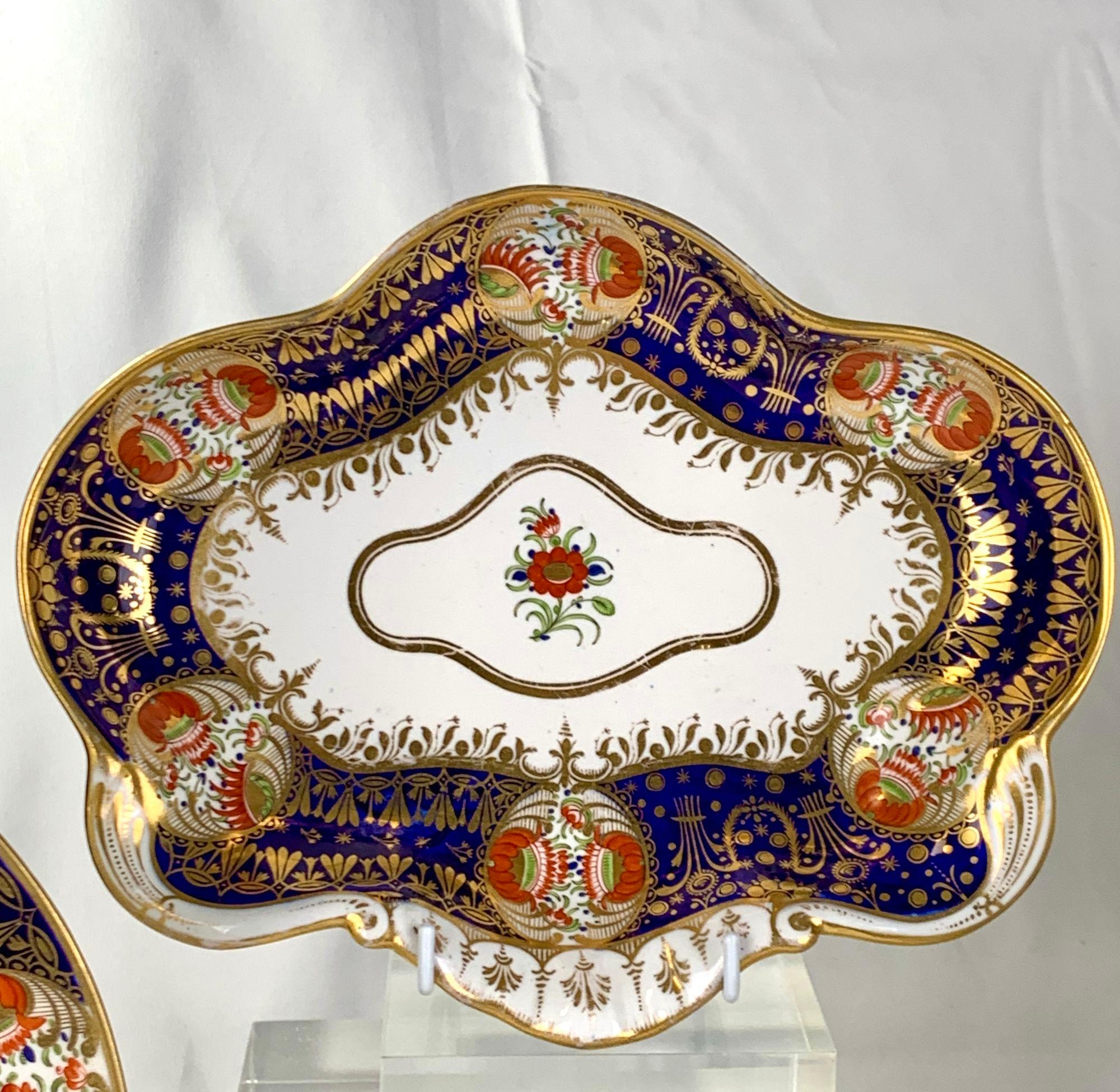 Hand-Painted Mario Buatta Cabinet Set Five Imari Pattern Hand Painted Worcester Dishes C-1810