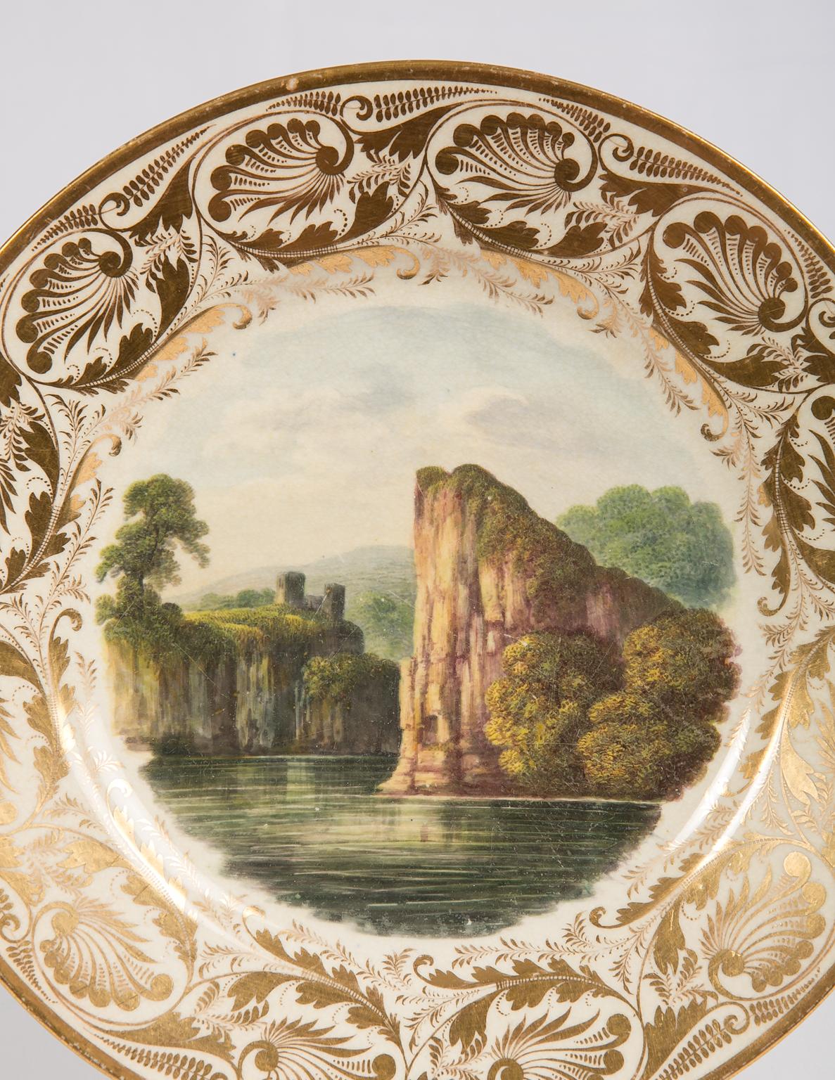 Antique Porcelain Dishes with Hand-Painted Landscape Scenes 2