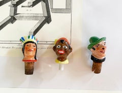 Antique Porcelain Figural Cork Pourers Set, Art Deco, Germany, 1930s