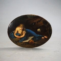 Antique Porcelain Figural Portrait Plaque with a Classical Woman, Signed C1890