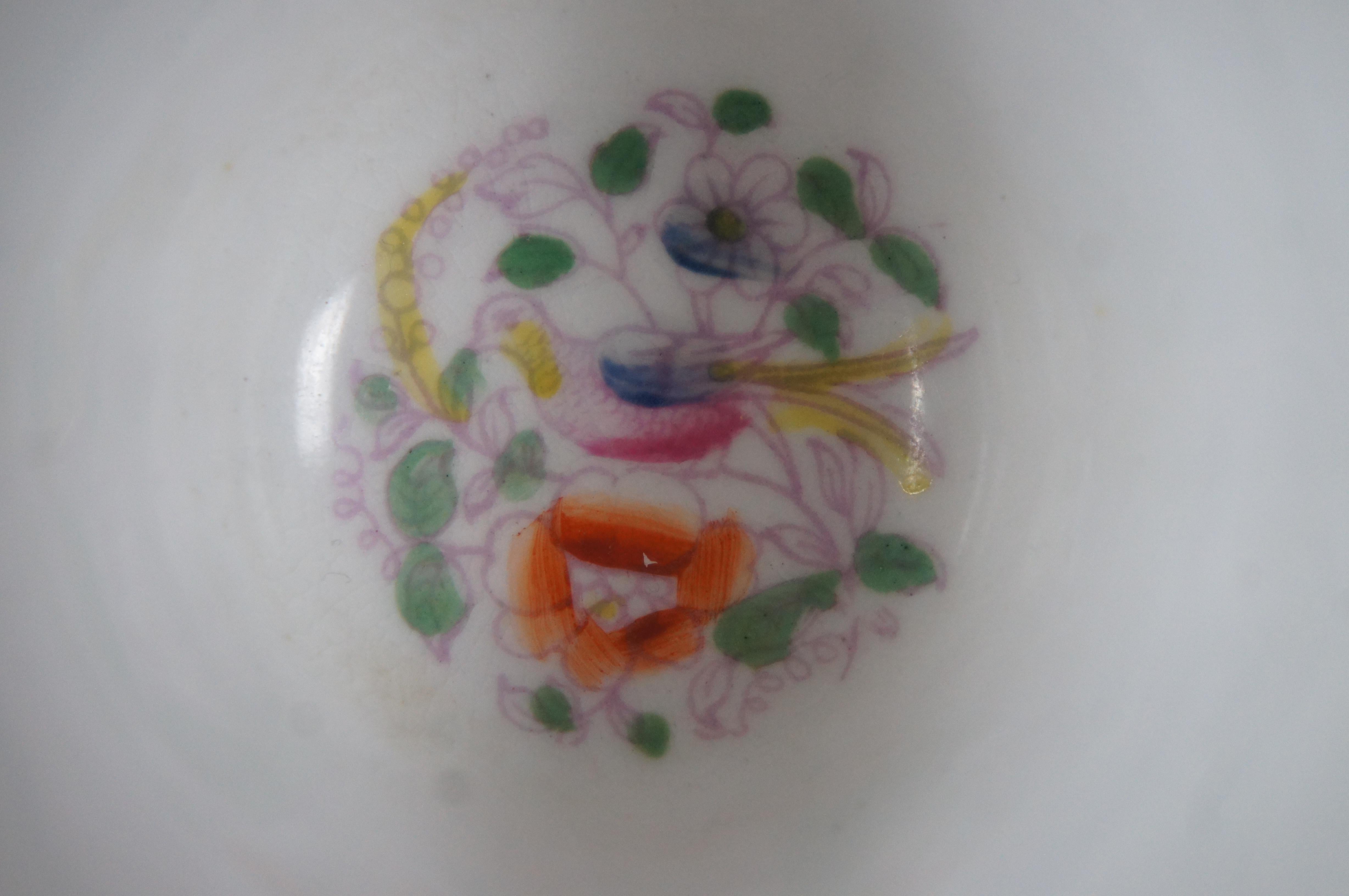 Antique Porcelain Floral Bird Tea Coffee Creamer Pitcher & Cup For Sale 7