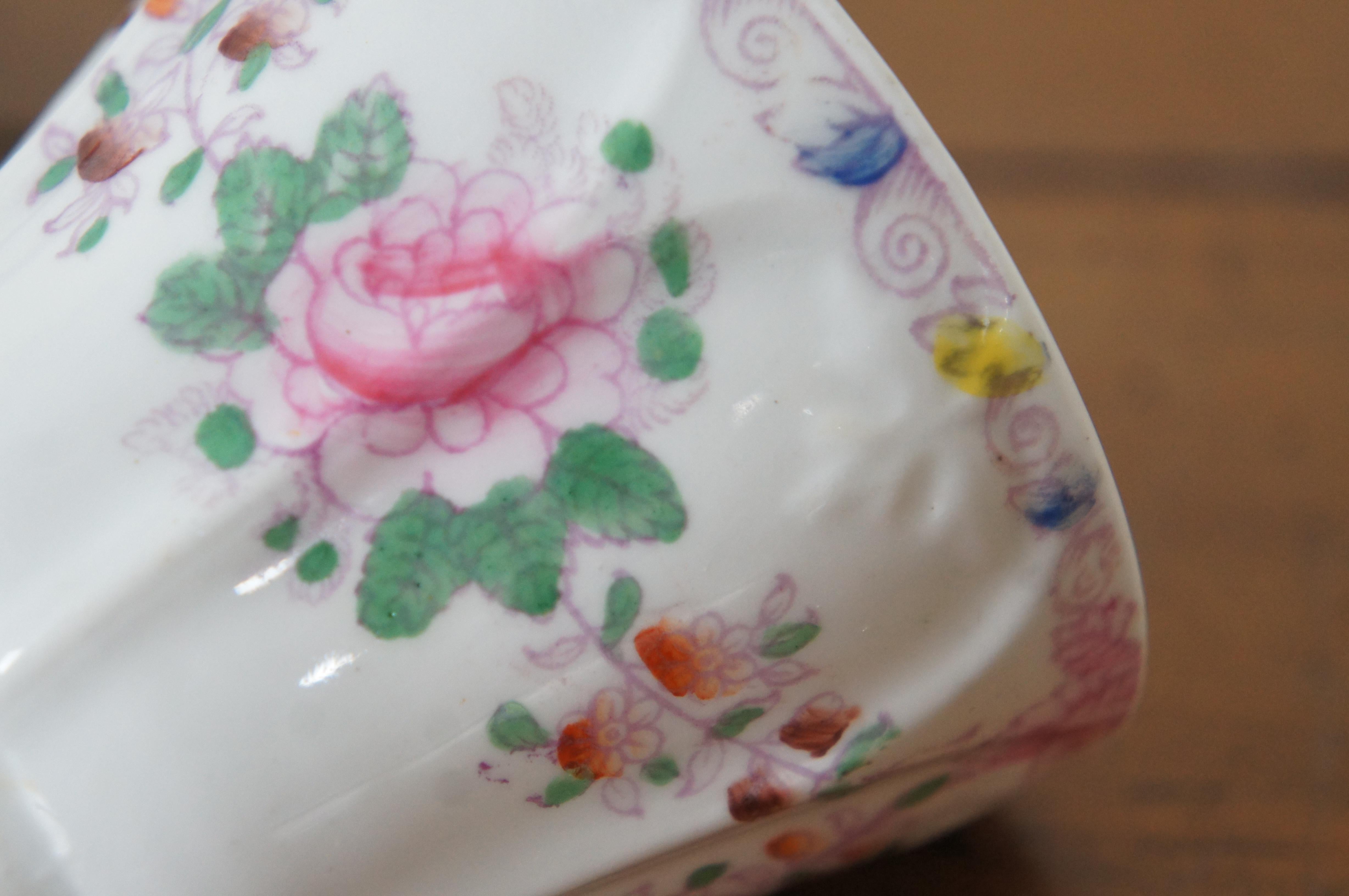 Antique Porcelain Floral Bird Tea Coffee Creamer Pitcher & Cup For Sale 8