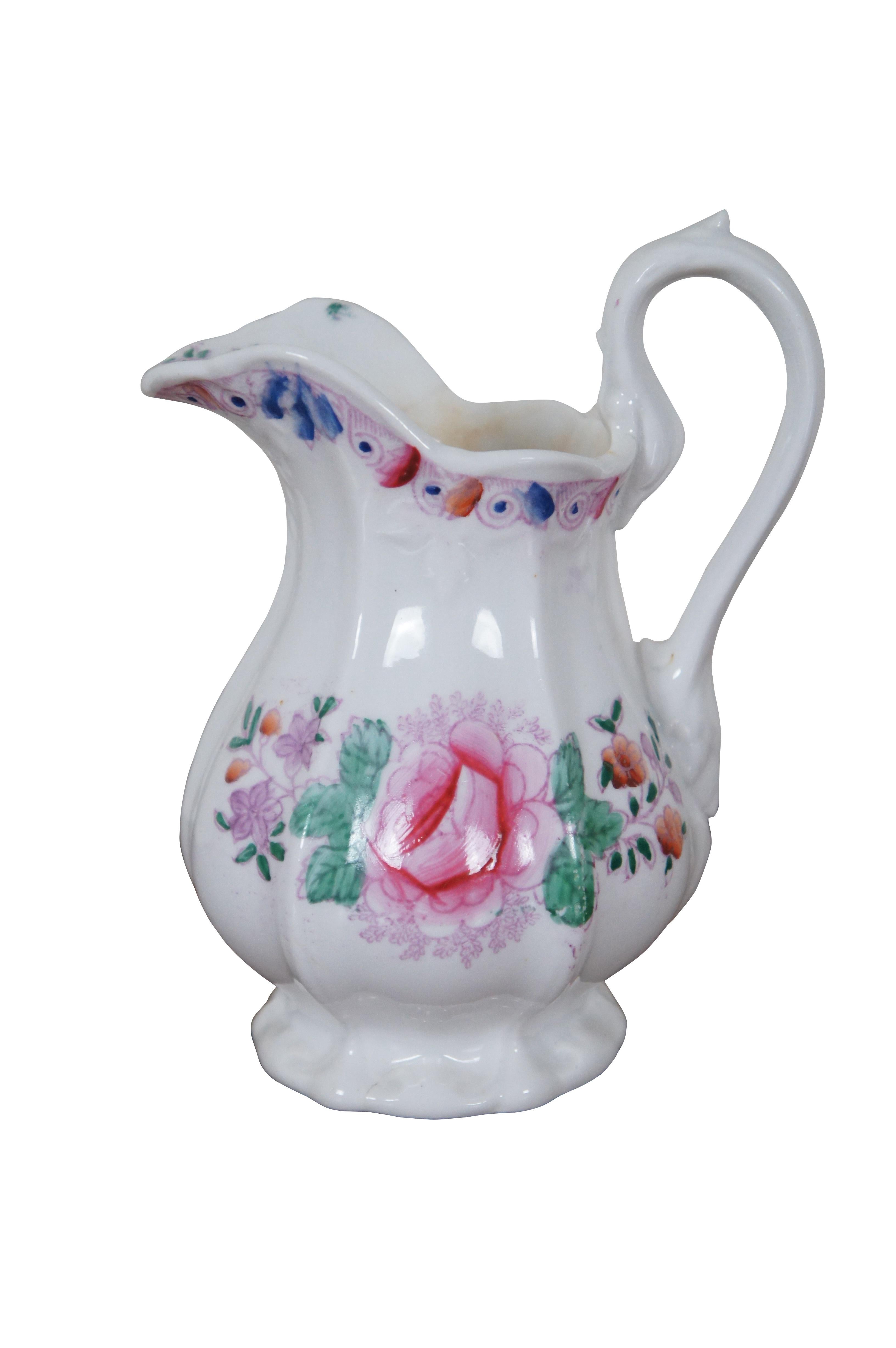 Antiker Porzellan-Tee-/Kaffeekrug & Tasse mit Blumenmuster und Vogelmotiv aus Porzellan

ABMESSUNGEN
Krug - 5