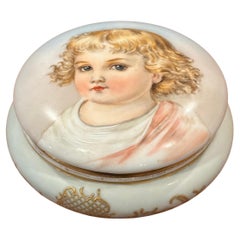 Antique Porcelain Hand Painted Powder Box by Limoges