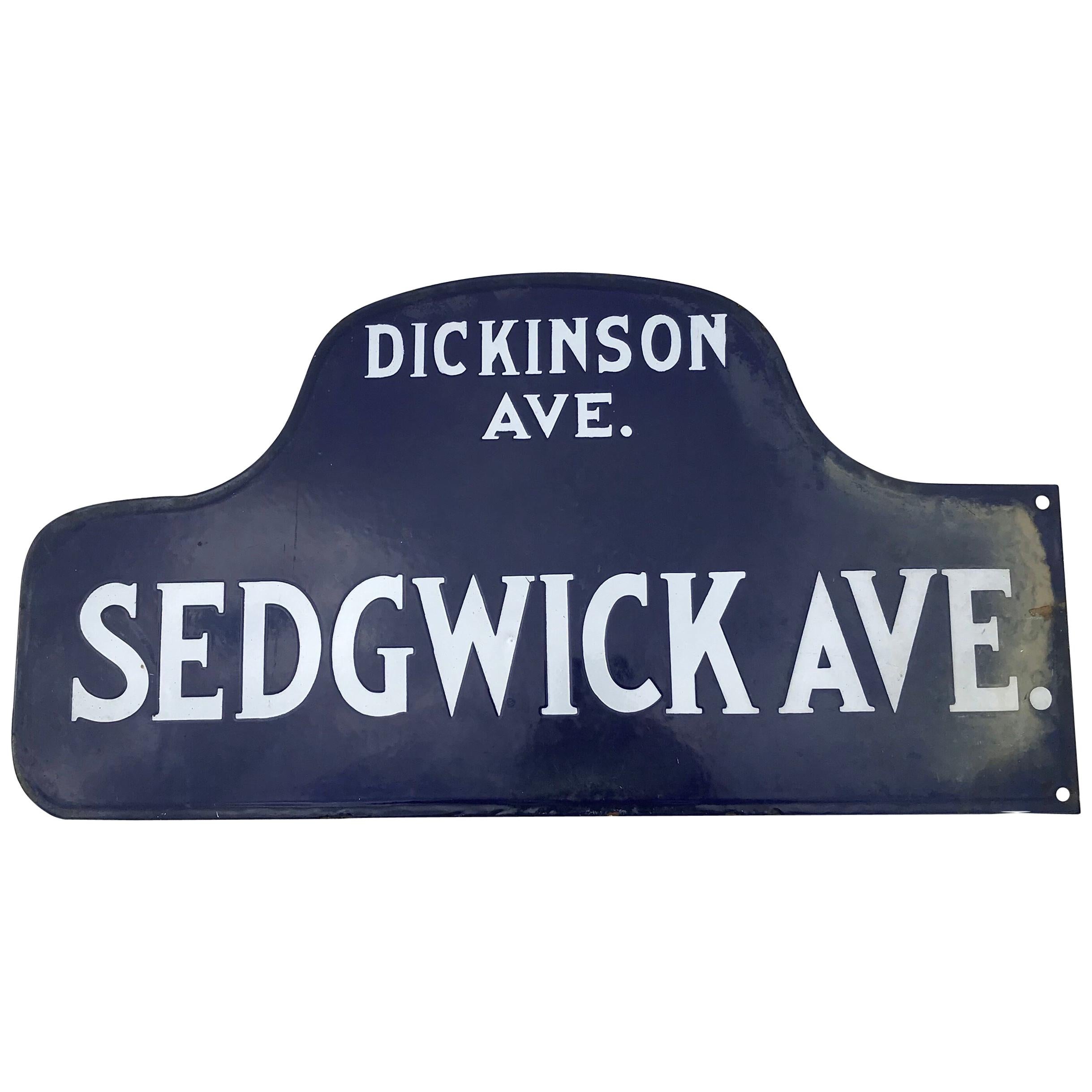Antique Porcelain Humpback Double Sided NYC Street Sign