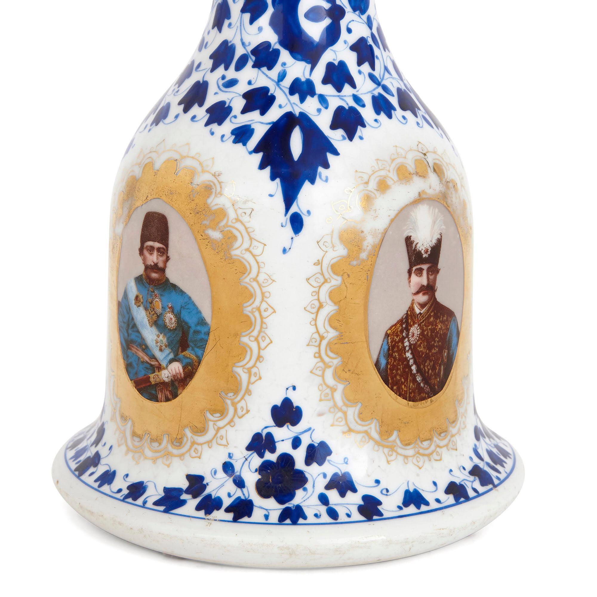 Islamic Antique Porcelain Huqqa for Persian Market For Sale