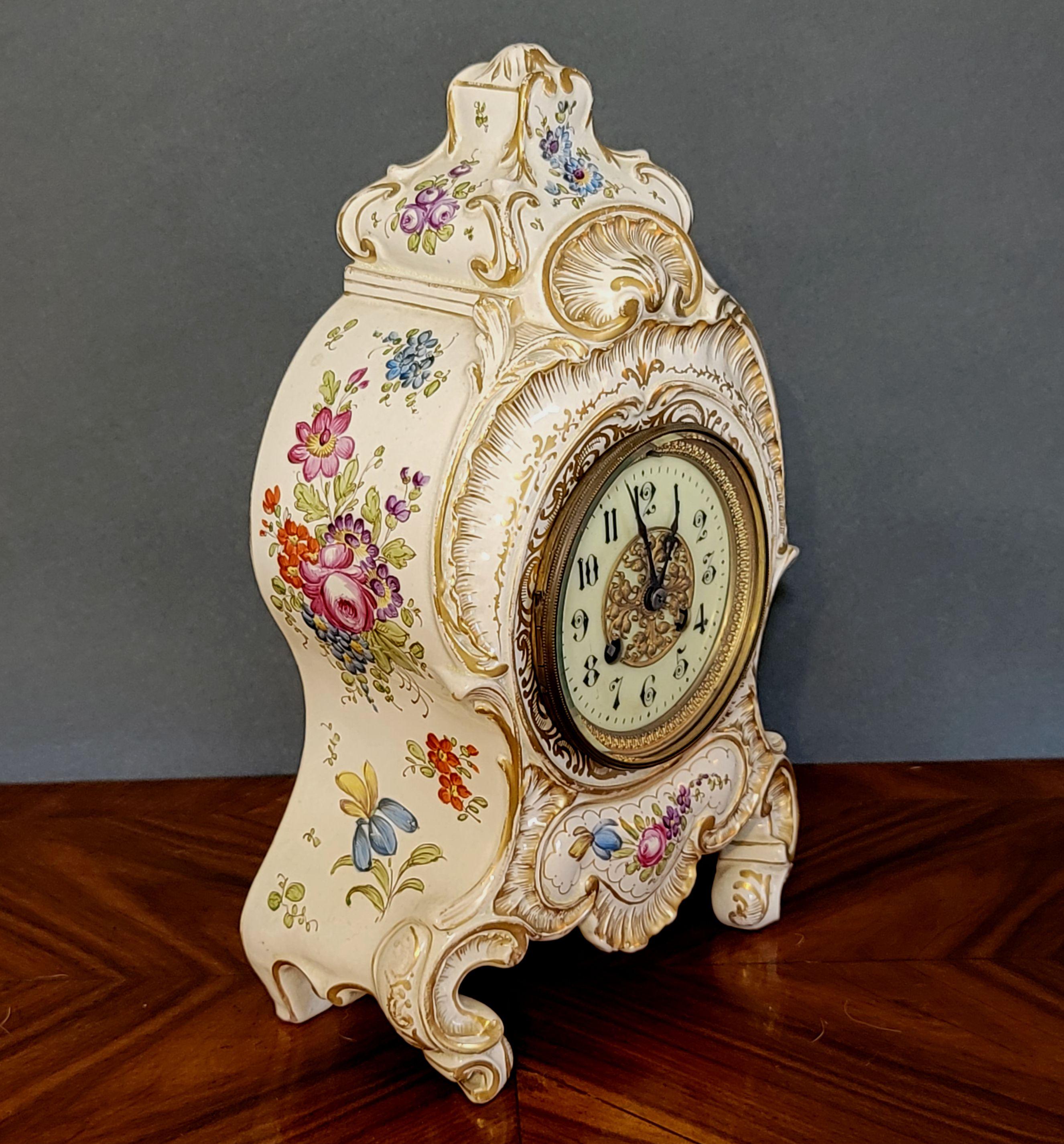 Antique Porcelain Mantle Shelf Clock Bailey Banks, 19th Century For Sale 5