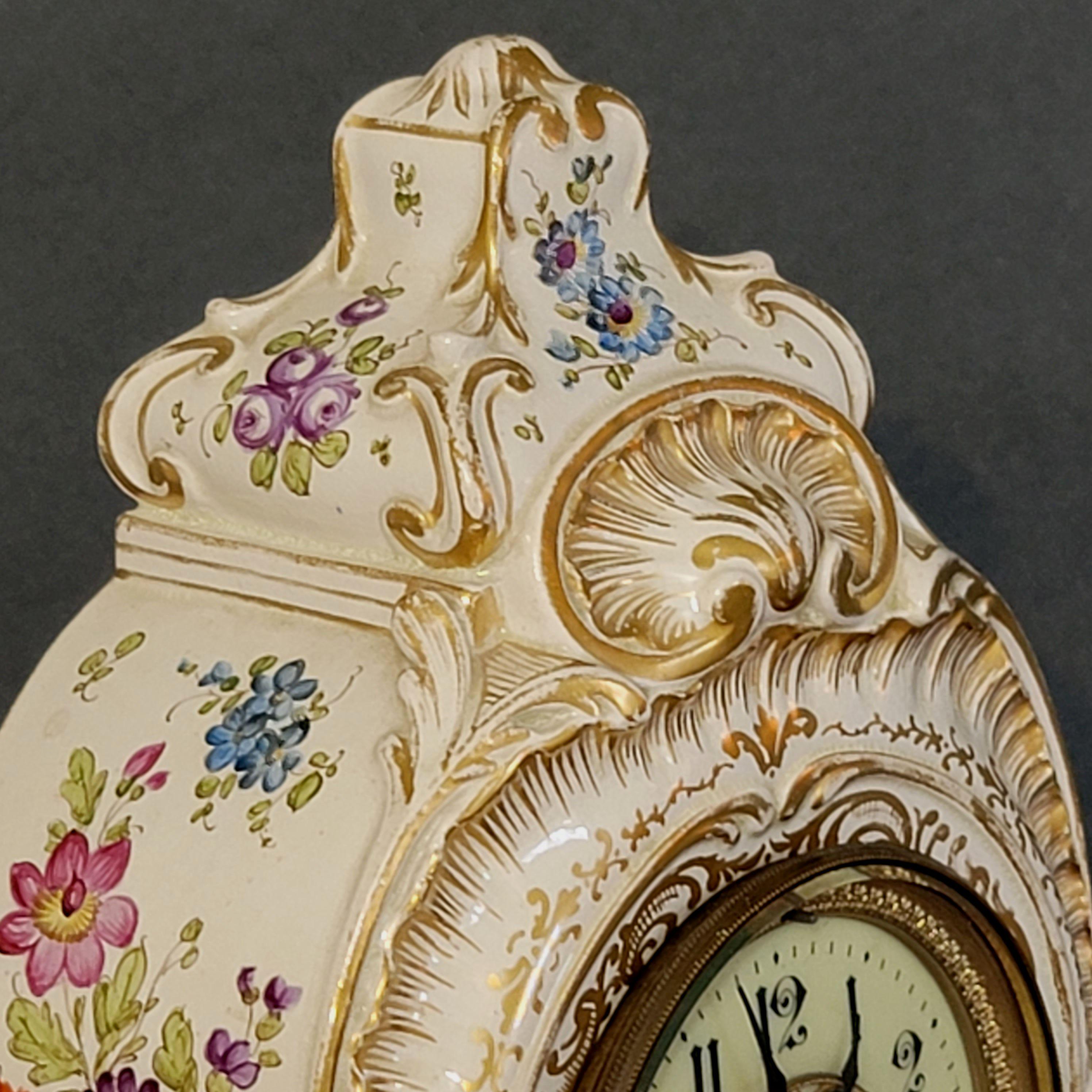 Antique Porcelain Mantle Shelf Clock Bailey Banks, 19th Century For Sale 5