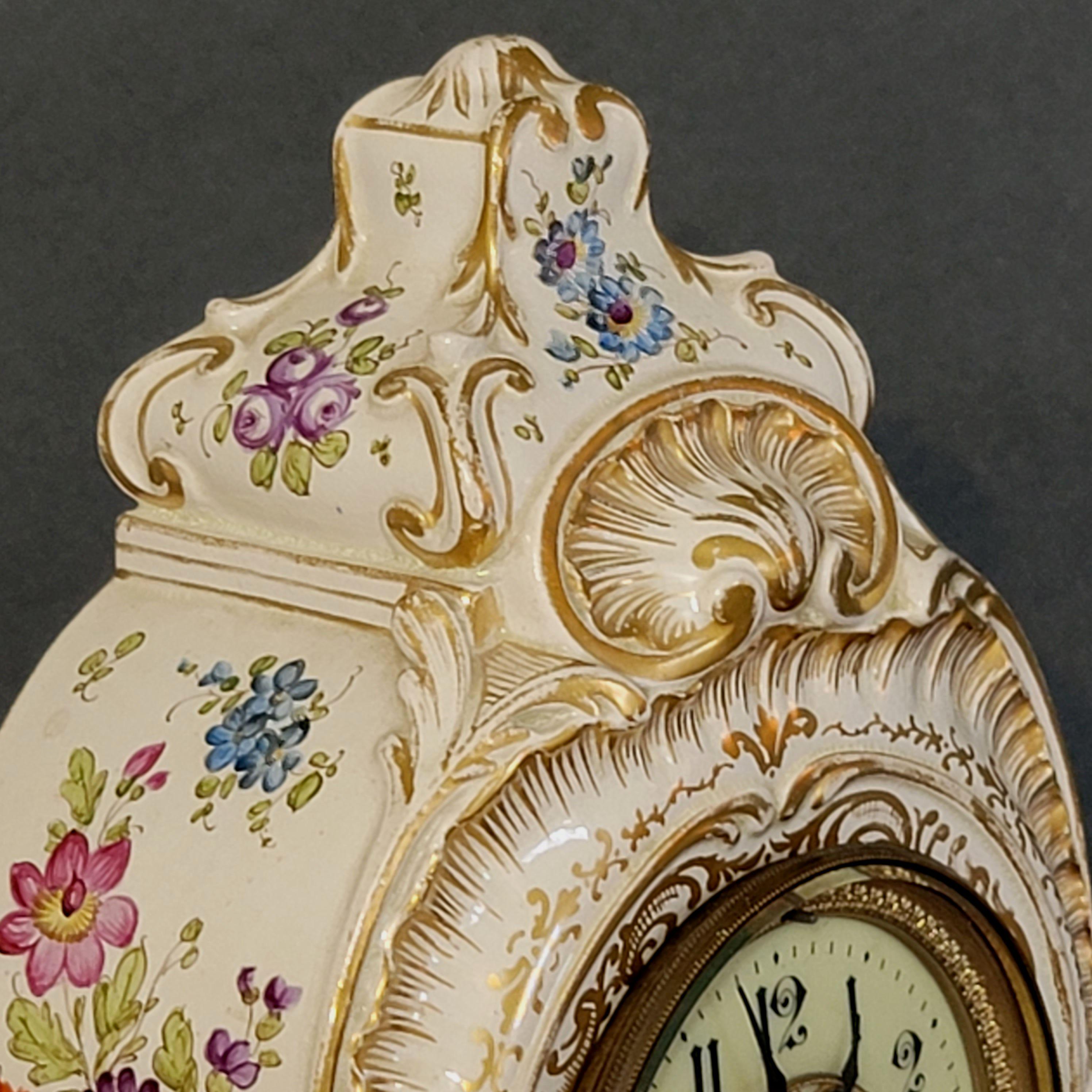 Antique Porcelain Mantle Shelf Clock Bailey Banks, 19th Century For Sale 6