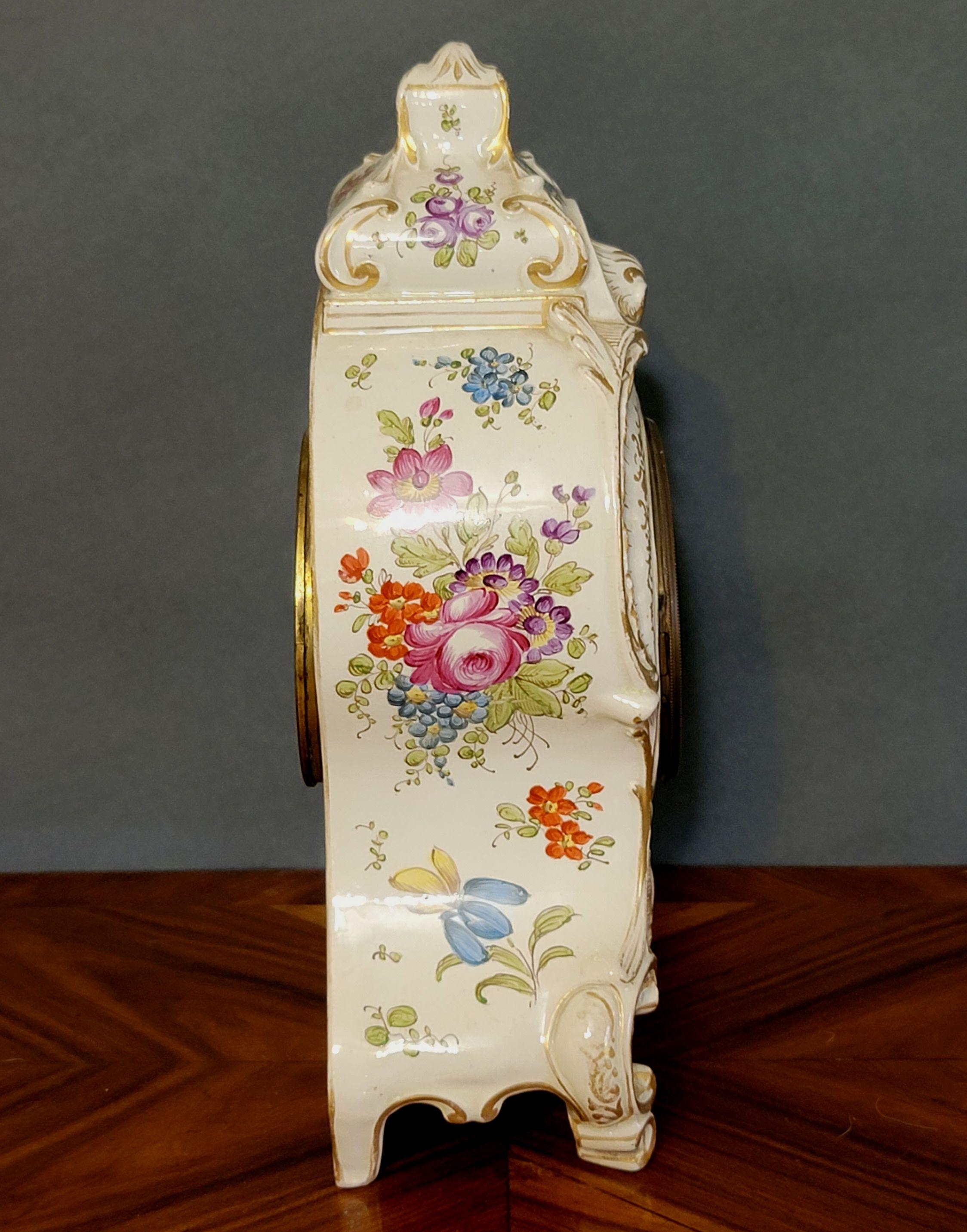 Antique Porcelain Mantle Shelf Clock Bailey Banks, 19th Century For Sale 7