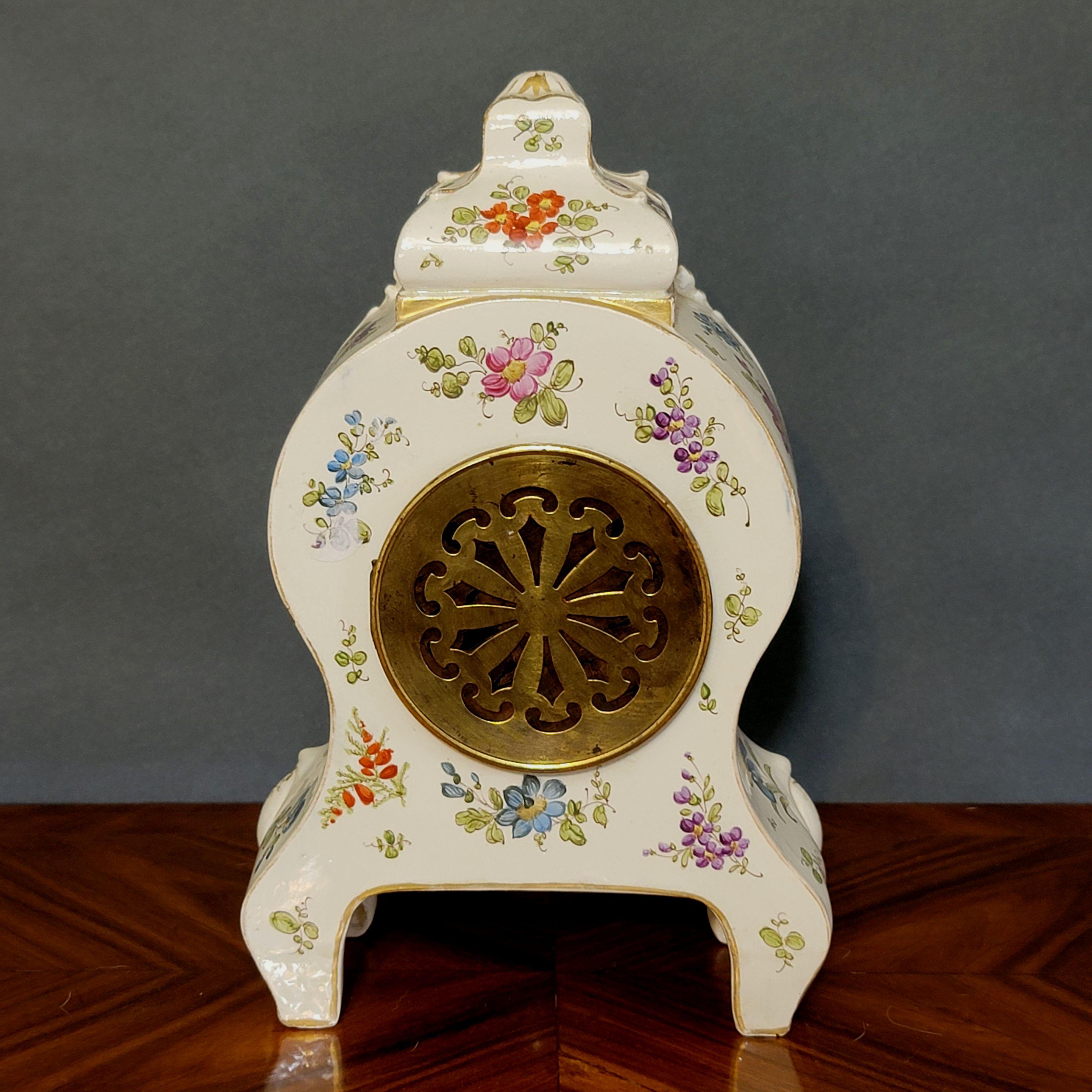 Antique Porcelain Mantle Shelf Clock Bailey Banks, 19th Century For Sale 10