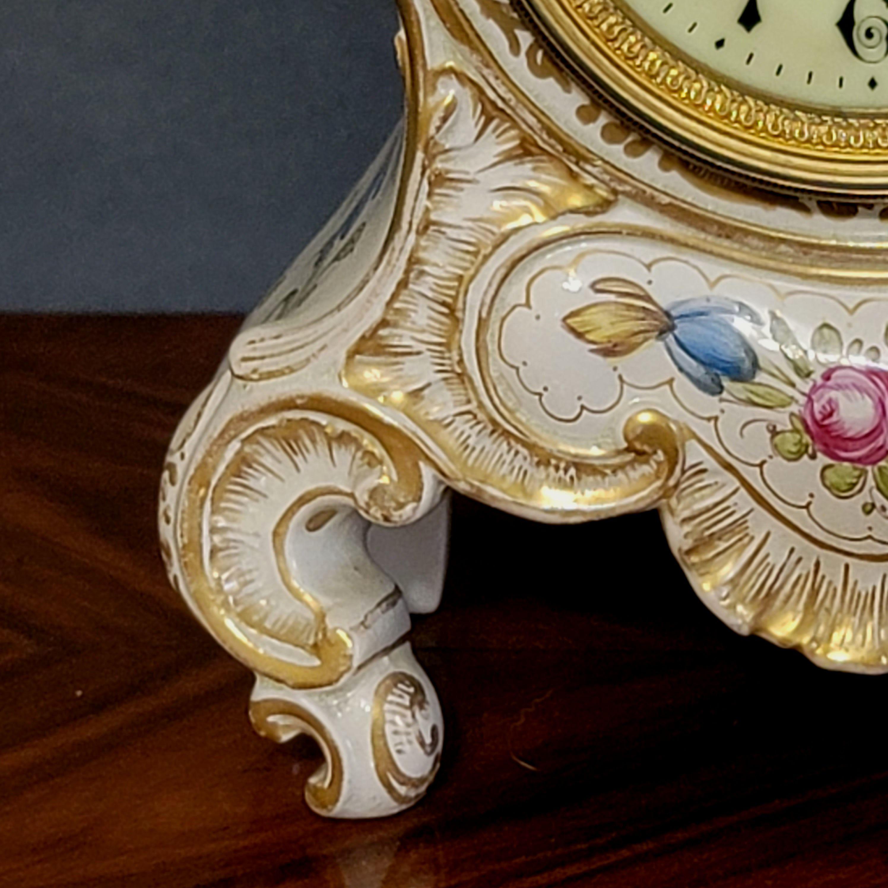 Antique Porcelain Mantle Shelf Clock Bailey Banks, 19th Century For Sale 1