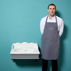 Antique Porcelain Marble Effect Basin with Bracket