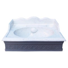 Used Porcelain Marble Effect Basin with Bracket