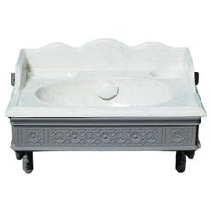 Antique Porcelain Marble Effect Basin with Bracket