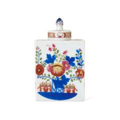 Antique porcelain miniature floral tea caddy