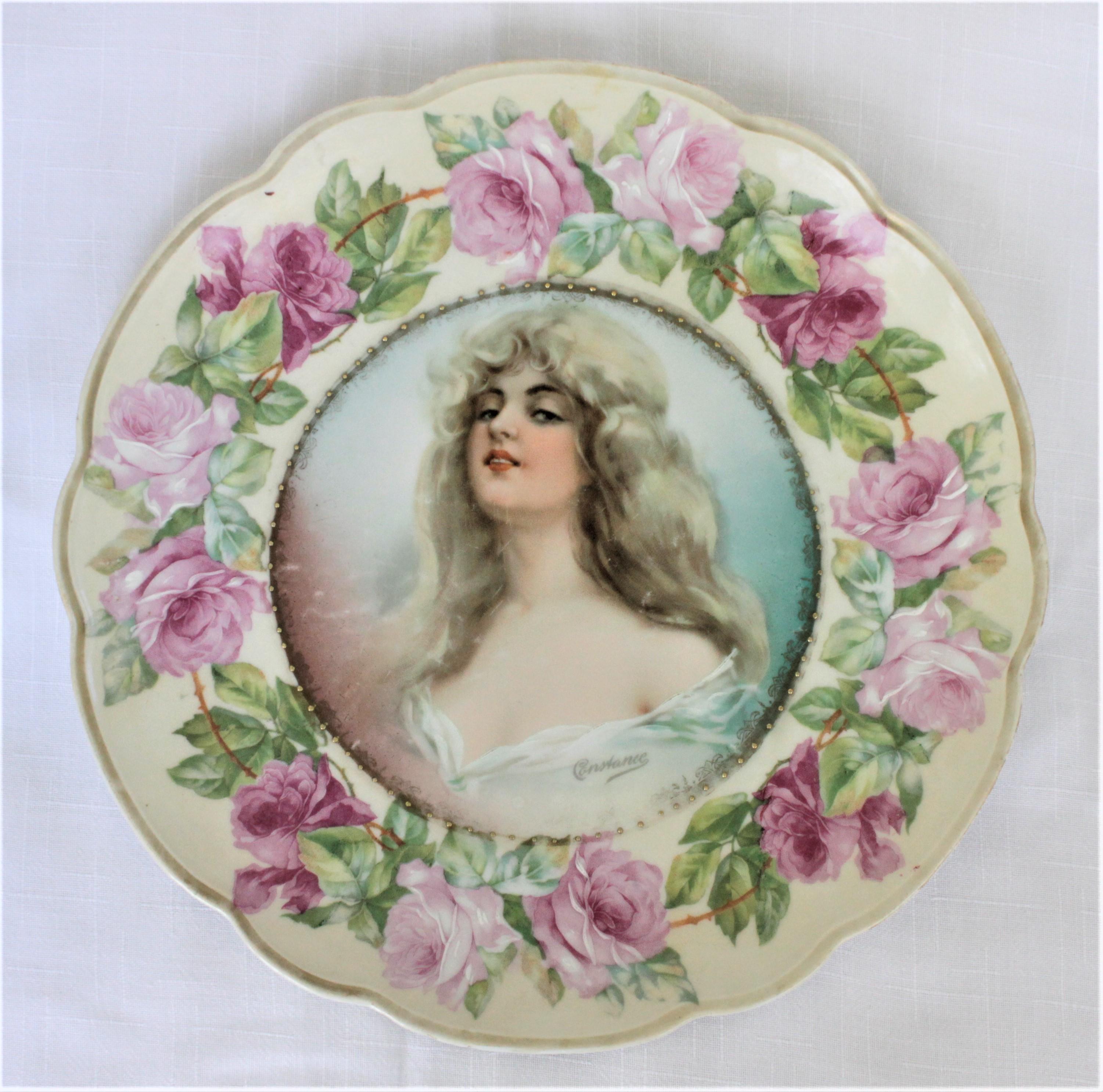 Antique porcelaine MZ Autriche Portrait ou assiette de cabinet signée «stance » en vente 3