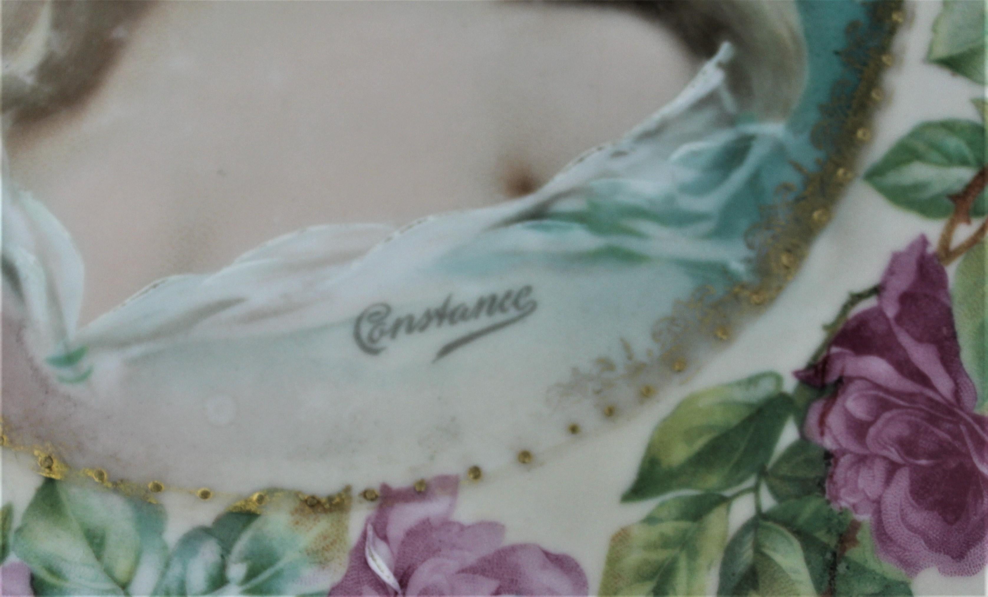 20ième siècle Antique porcelaine MZ Autriche Portrait ou assiette de cabinet signée «stance » en vente