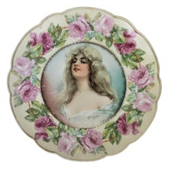 Antique porcelaine MZ Autriche Portrait ou assiette de cabinet signée «stance »