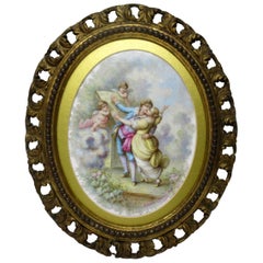 Antique Porcelain Painted French Sevres Plaque Signed Artist L Bertren Date 1917