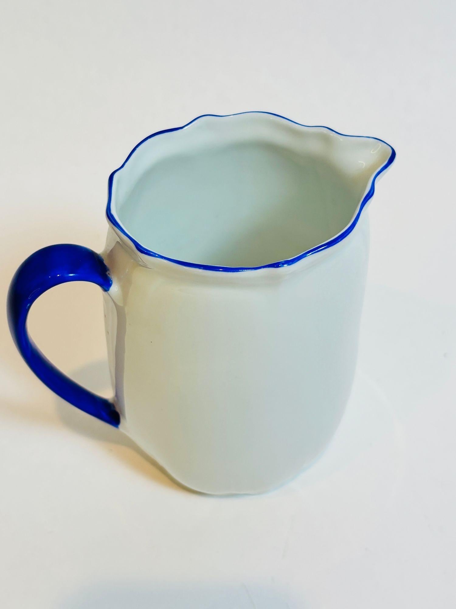 Folk Art Antique Porcelain Pitcher Victoria China from Czechoslovakia For Sale