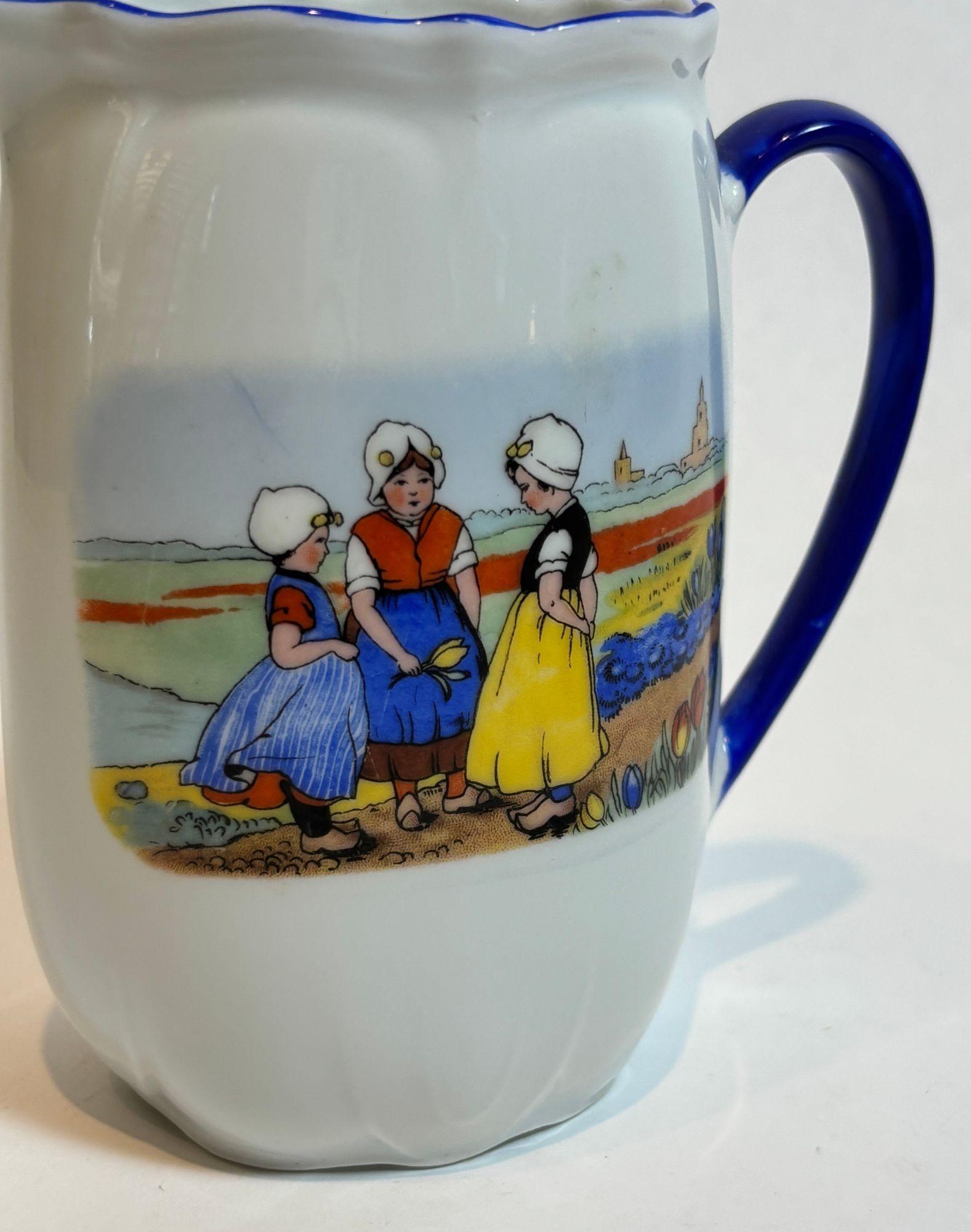Hand-Crafted Antique Porcelain Pitcher Victoria China from Czechoslovakia For Sale