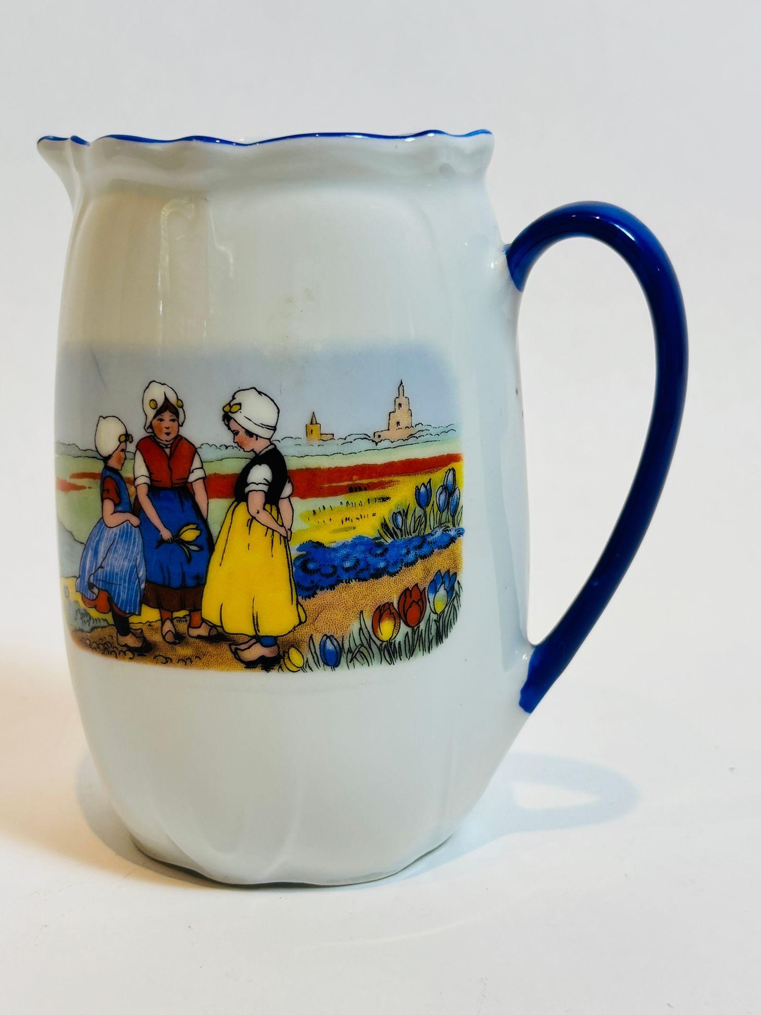 Mid-20th Century Antique Porcelain Pitcher Victoria China from Czechoslovakia For Sale