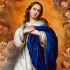 Antique porcelain plaque after Murillo