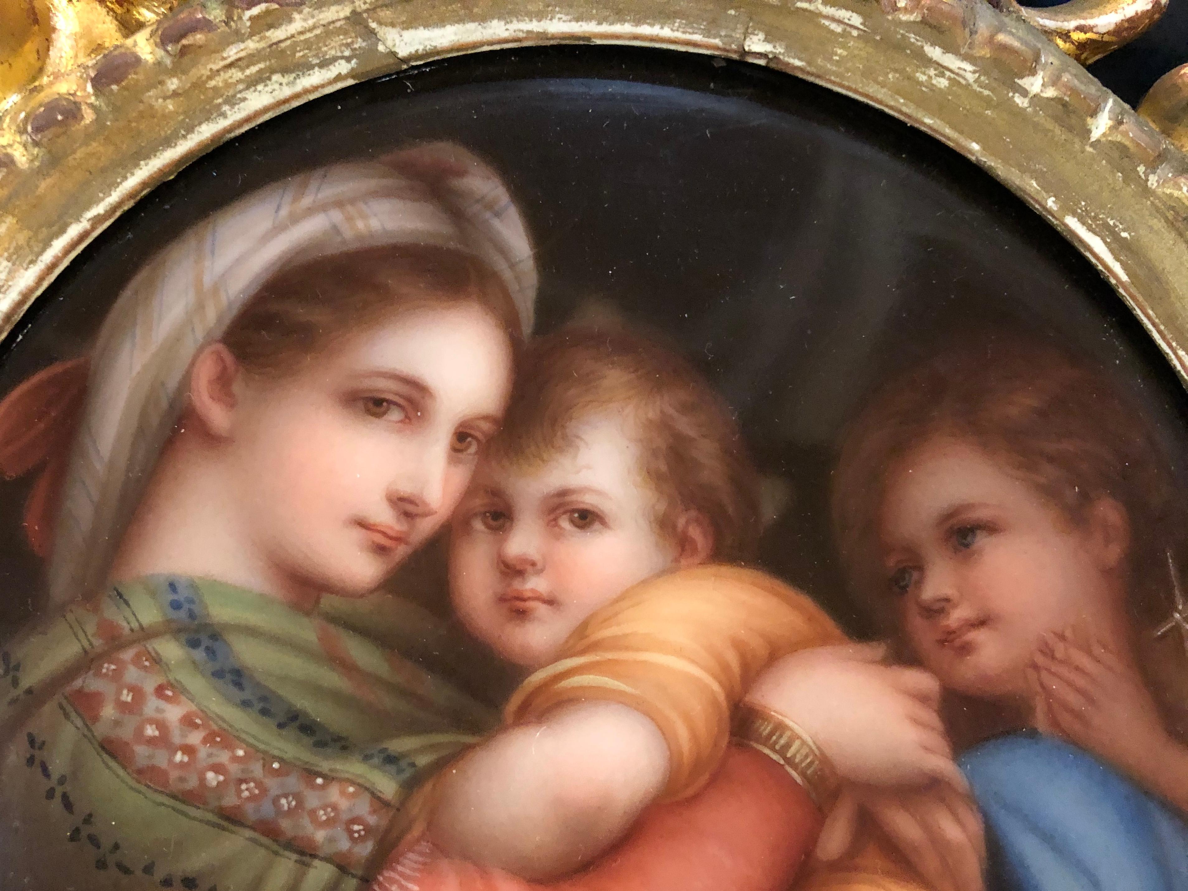 Antique Porcelain Plaque Madonna and Child in Gilt Frame at 1stDibs