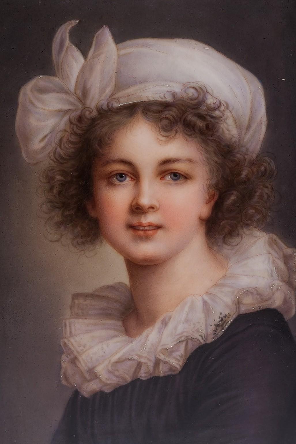 Belle Époque Antique Porcelain Plaque of a Female Portrait For Sale