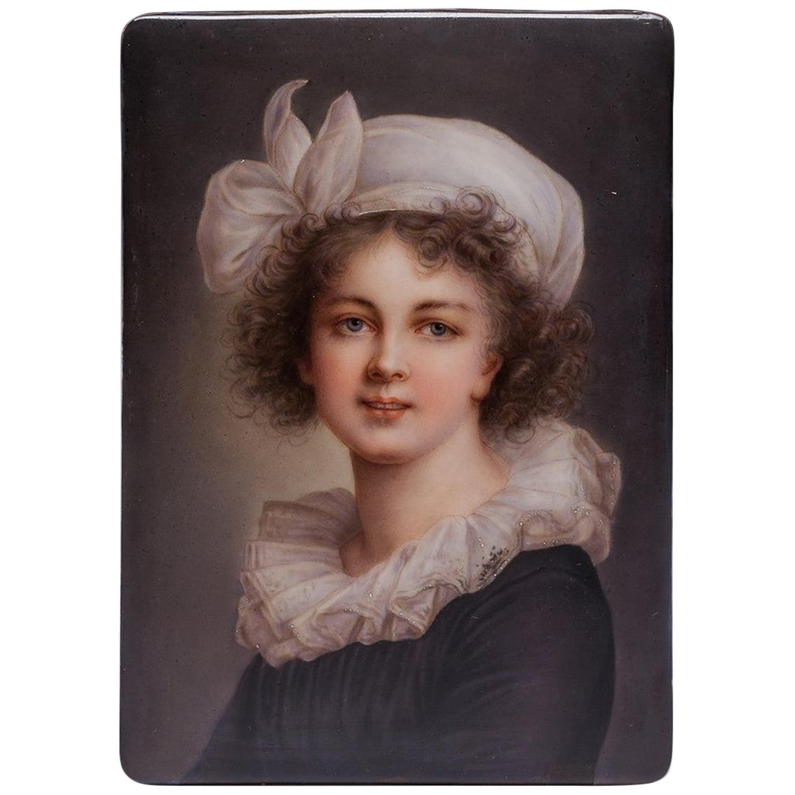 Antique Porcelain Plaque of a Female Portrait For Sale