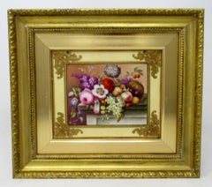 Antique Porcelain Plaque Still Life Fruit Flowers Thomas Steele Derby Minton