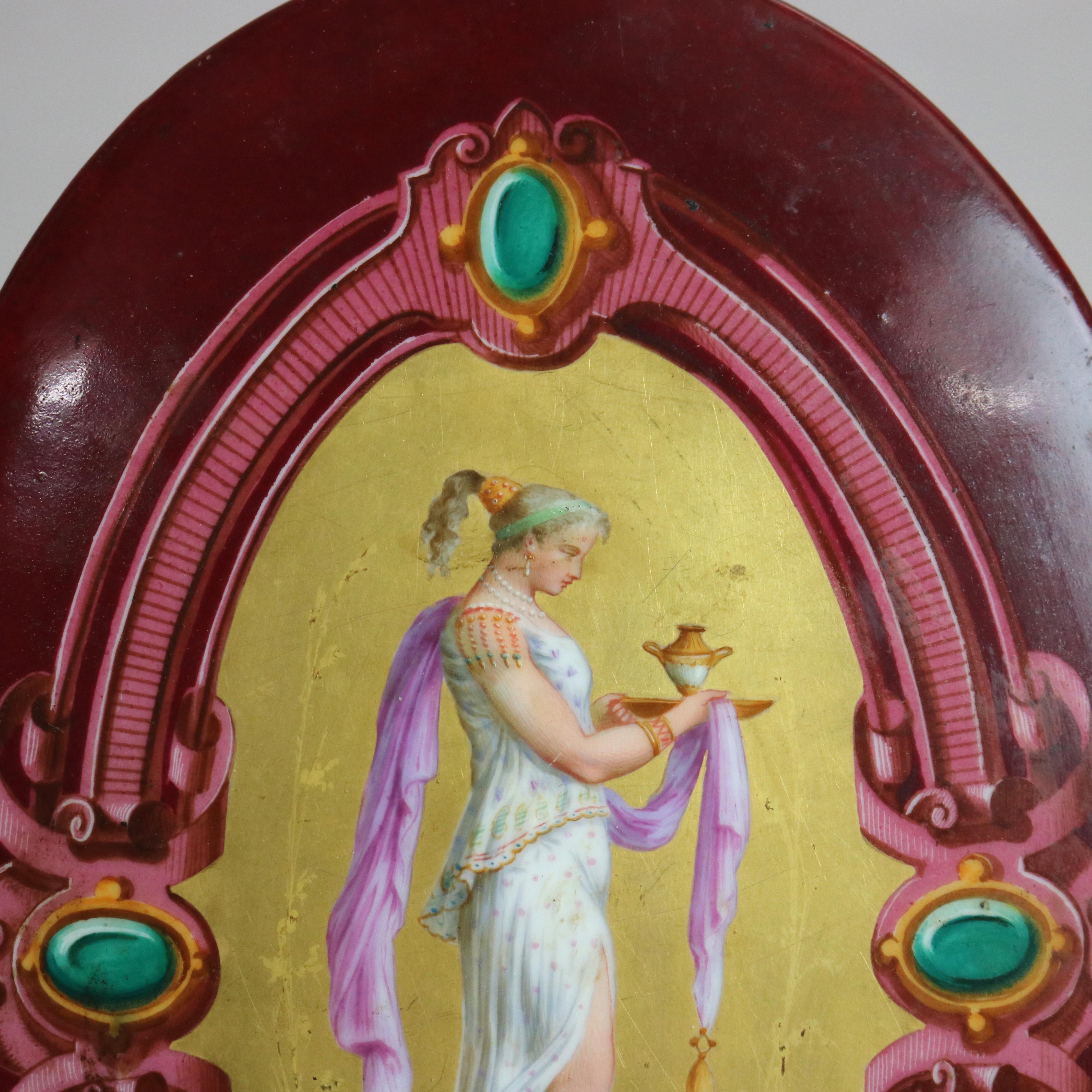 Antique Porcelain Plaque with Neoclassical Woman C1890

Measures - 10