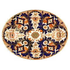 Antique Porcelain Platter Hand-Painted Imari Pattern Royal Crown Derby Ca. 1815