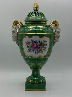 antique porcelain ram head vases Dresden Potchappel