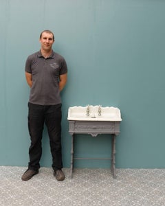 Antique Porcelain Sink Basin with Cast Iron Stand