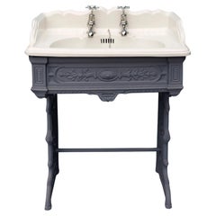 Used Porcelain Sink Basin with Cast Iron Stand