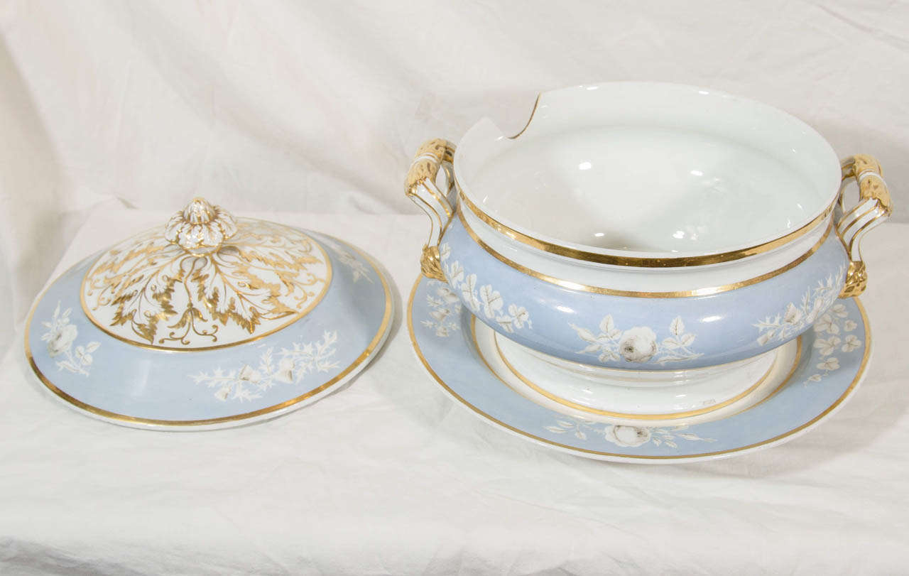 Antique Worcester Porcelain Soup Tureen Painted Baby Blue Circa 1820 4