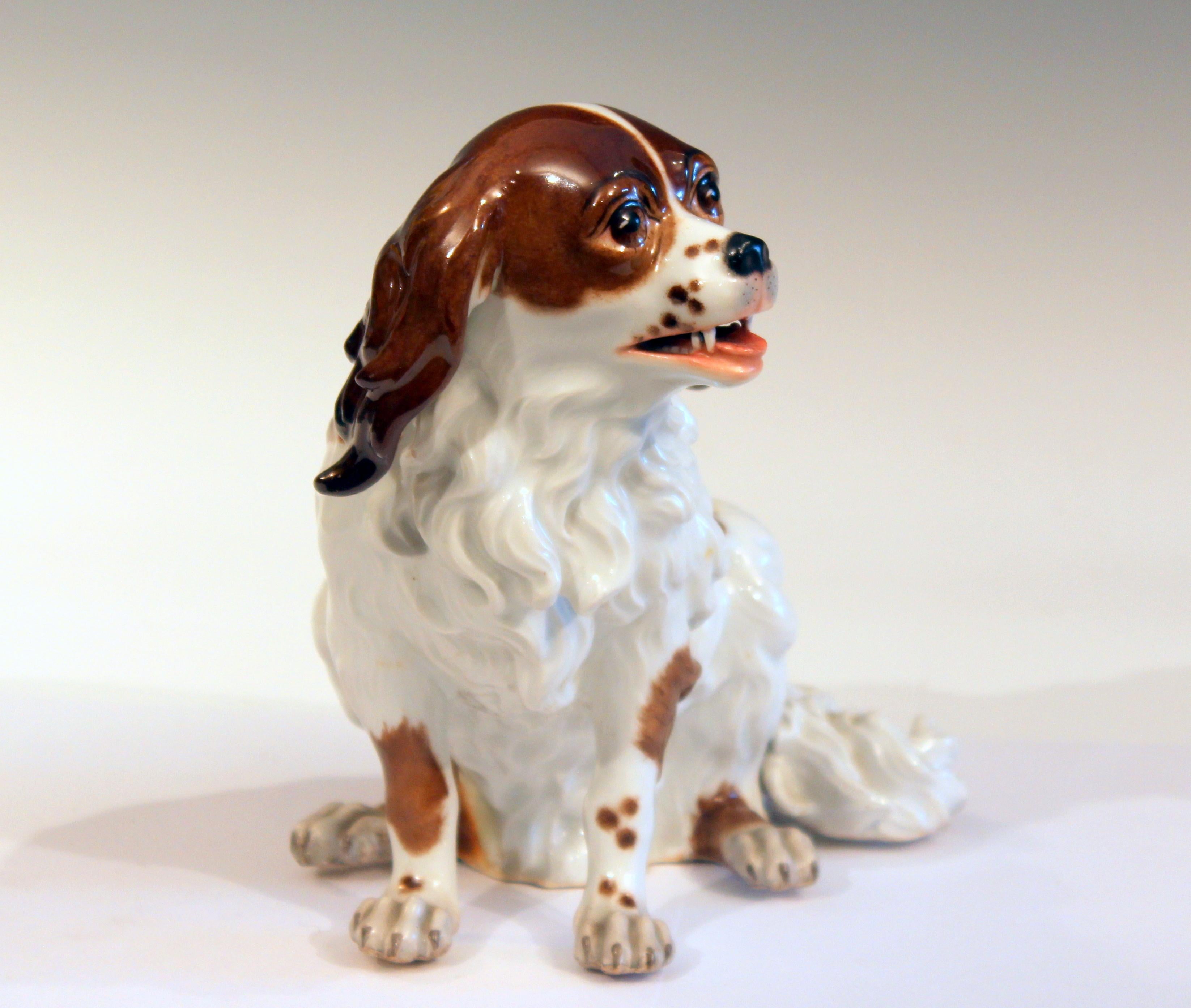 Baroque Antique Porcelain Spaniel Dog Samson Meissen Dresden Paris German French Figure For Sale